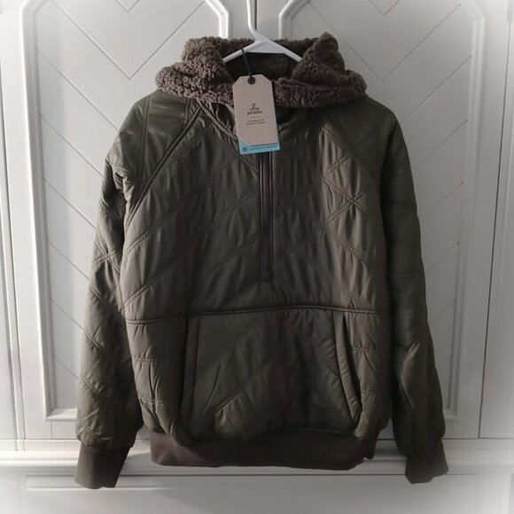 Prana Esla Hooded Half Zip Small Green Pullover Jacket - Picture 2 of 11